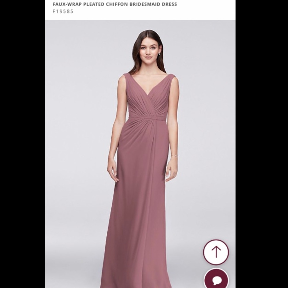 David’s Bridal Faux-Wrap Pleated Chiffon Dress